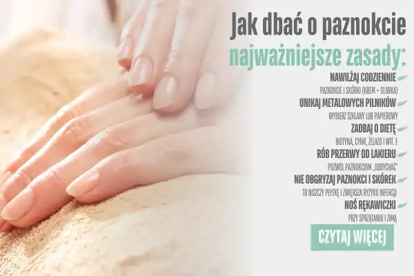 Dłonie z zadbanymi, naturalnymi paznokciami na jasnym tle.